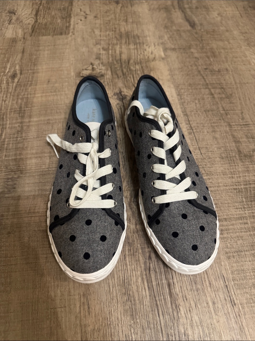 kate spade Gray Polka Dot Canvas Sneakers with White Laces